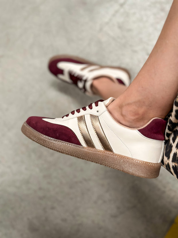 Sporty Burgundy Metallic Sneakers