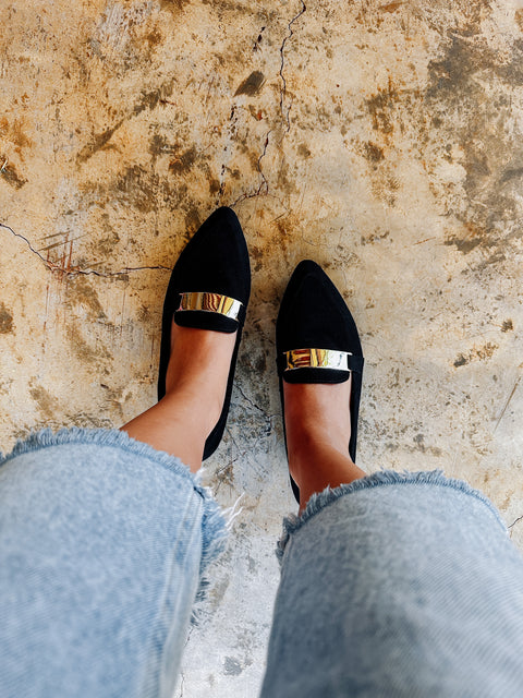 Bali Gold Black Flats