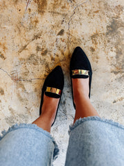 Bali Gold Black Flats