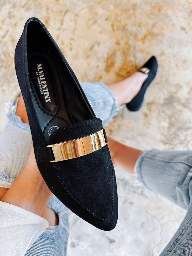 Bali Gold Black Flats