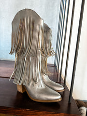 Fringe Silver Boots