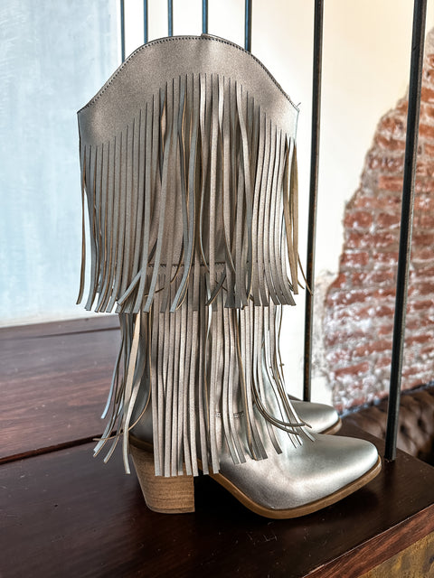 Fringe Silver Boots