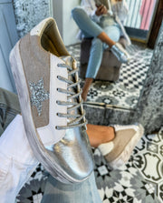 Waldorf Glitter Star Yute & Silver Sneakers
