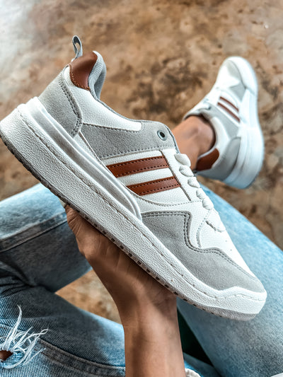 Sportif White And Brown Sneakers