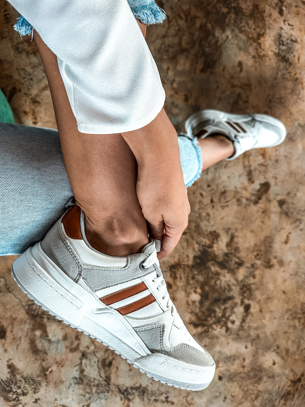 Sportif White And Brown Sneakers