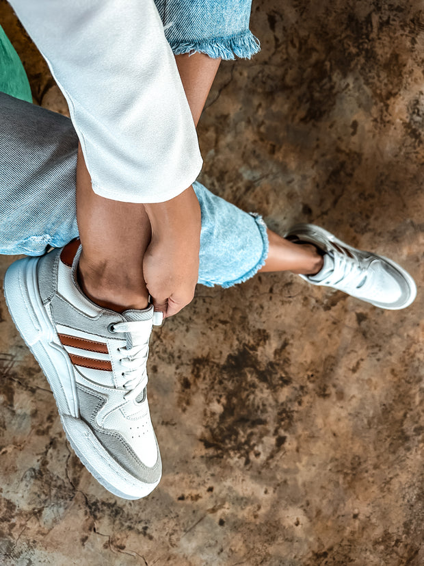 Sportif White And Brown Sneakers