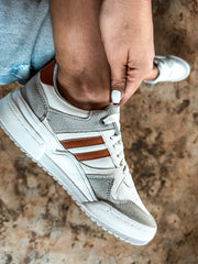 Sportif White And Brown Sneakers