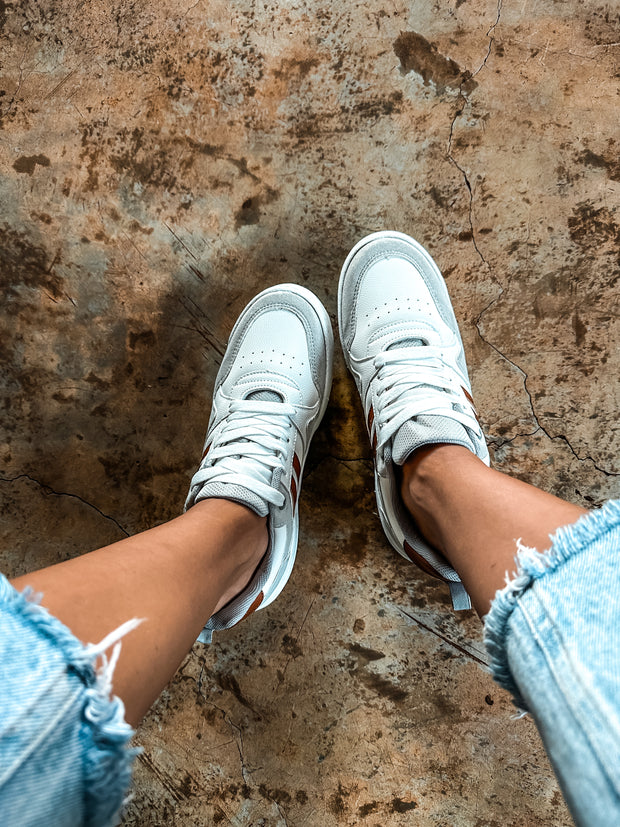 Sportif White And Brown Sneakers