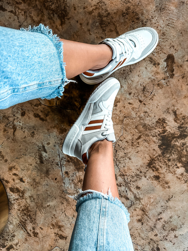 Sportif White And Brown Sneakers