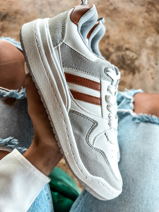 Sportif White And Brown Sneakers