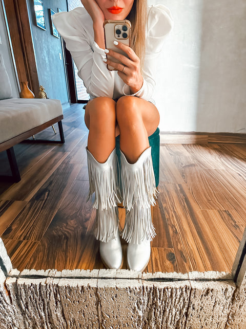 Fringe Silver Boots
