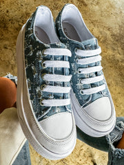 Tip Up Denim Blue Sneakers