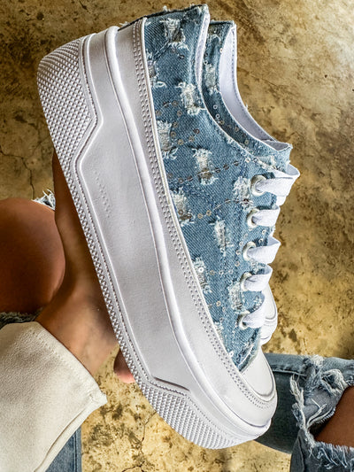 Tip Up Denim Blue Sneakers