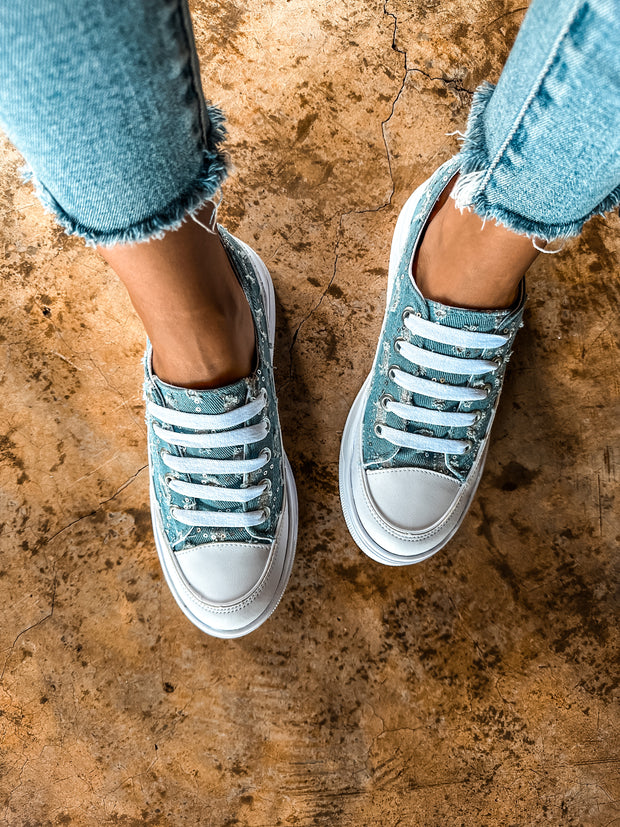 Tip Up Denim Blue Sneakers