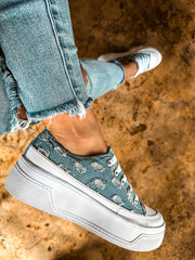 Tip Up Denim Blue Sneakers