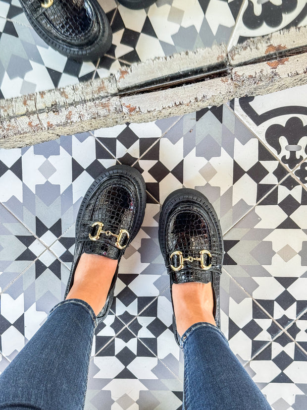 Serpentus Black & Gold Loafers