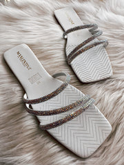 Clio Shiny White Sandals
