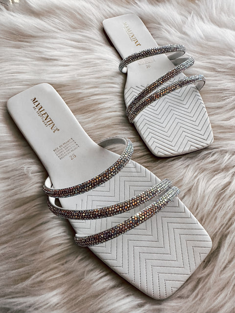 Clio Shiny White Sandals