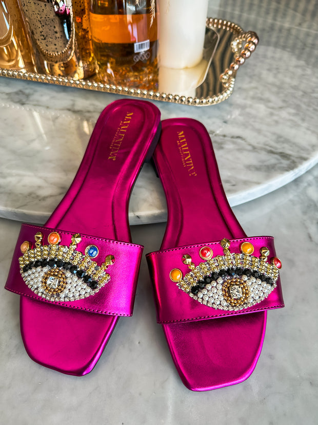 Palm Eye Fiusha Metallic Sandals