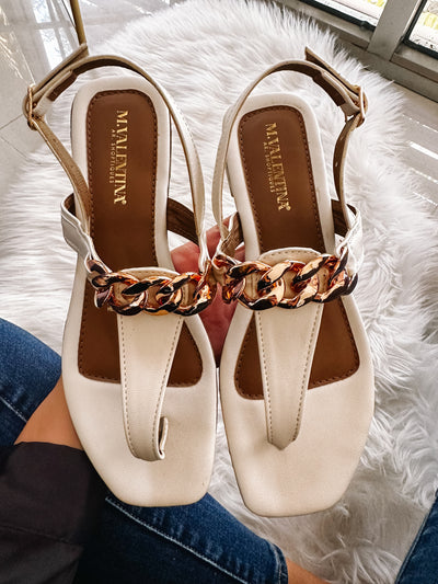 Carmen Chain White Sandals