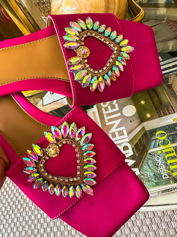 Palm Shiny Heart Pink Sandals