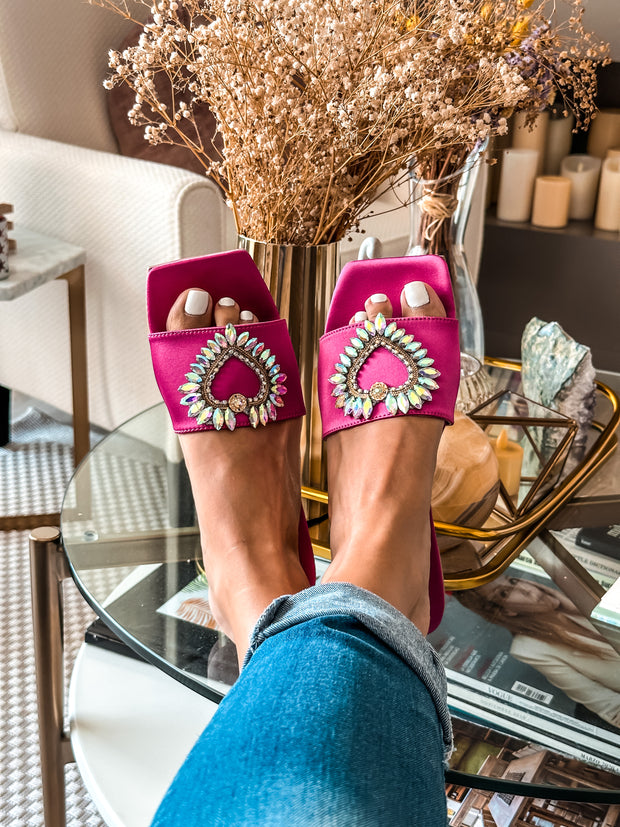 Palm Shiny Heart Pink Sandals