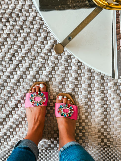 Palm Shiny Circle Pink Sandals