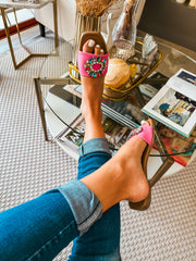 Palm Shiny Circle Pink Sandals