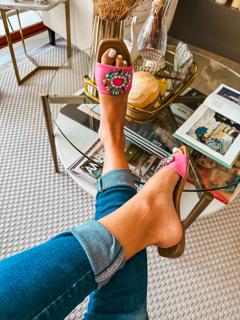 Palm Shiny Circle Pink Sandals