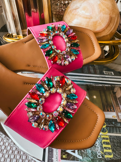 Palm Shiny Circle Pink Sandals