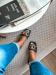 Palm Big Chain Denim Black Sandals