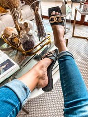 Palm Big Chain Denim Black Sandals