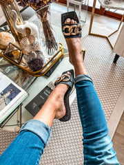Palm Big Chain Denim Black Sandals