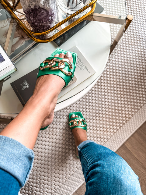 Palm Big Chain Green Sandals