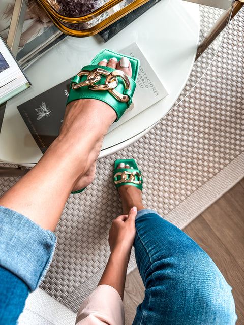 Palm Big Chain Green Sandals