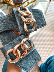 Palm Big Chain Denim Blue Sandals