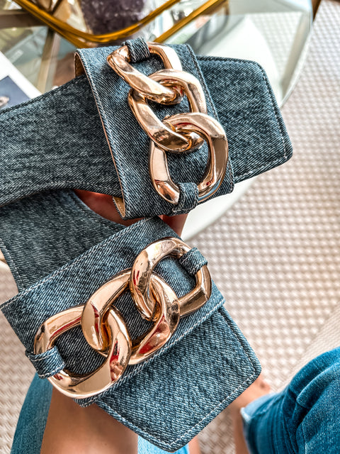 Palm Big Chain Denim Blue Sandals
