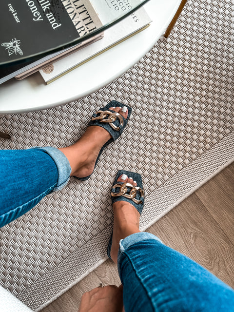 Palm Big Chain Denim Blue Sandals