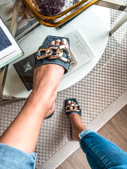 Palm Big Chain Denim Blue Sandals
