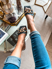 Palm Big Chain Denim Blue Sandals