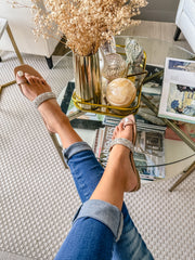Toe Loop Shiny Nude Sandals