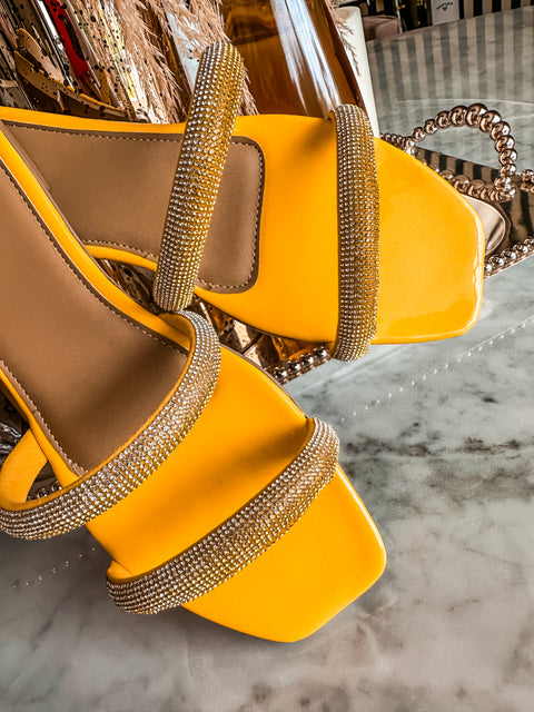 Triple Shiny Colors Yellow Sandals