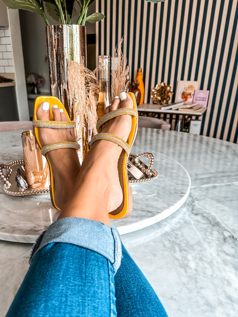 Triple Shiny Colors Yellow Sandals