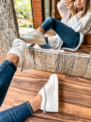 Toronto White Shiny Sneakers