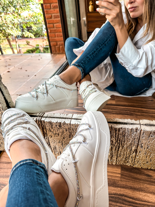 Toronto White Shiny Sneakers
