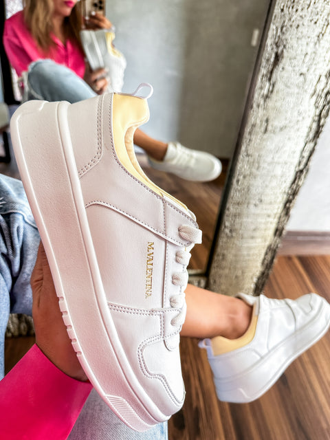 Boston Tip White And Yellow Sneakers M. Valentina Mar a