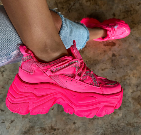 Chunky Shiny Pink Sneakers