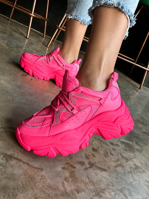 Chunky Shiny Pink Sneakers