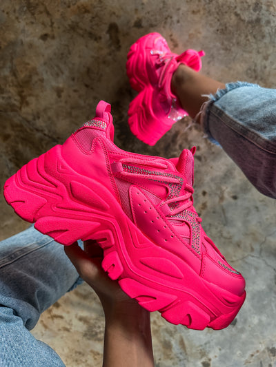 Chunky Shiny Pink Sneakers
