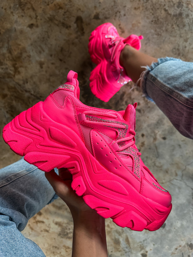 Chunky Shiny Pink Sneakers